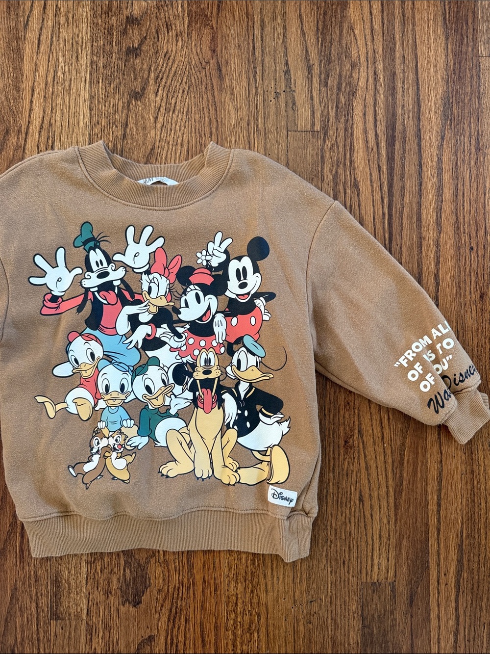 H&M- Disney Brown Kids Mickey & Friends Crewneck Sweatshirt size 4-6